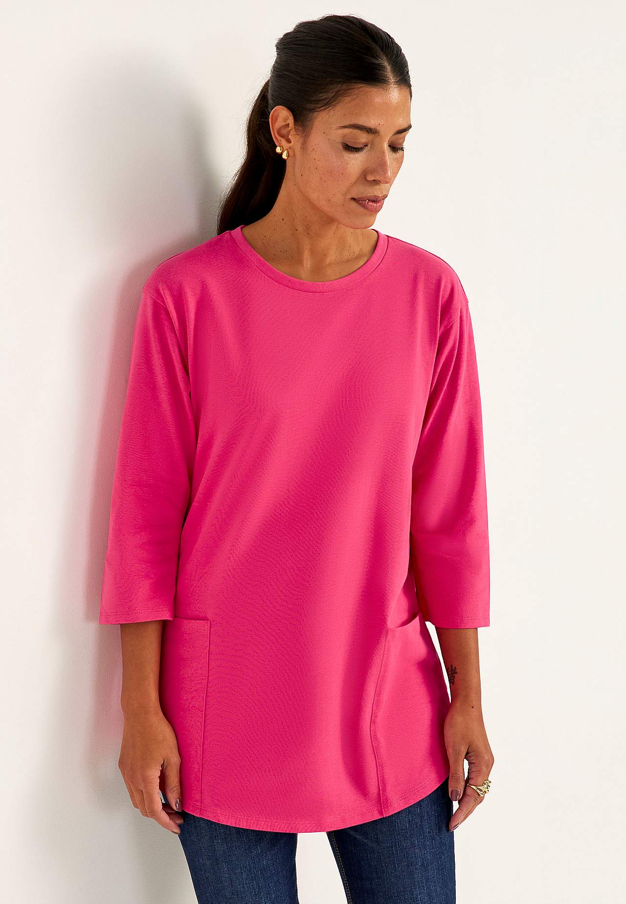 Tunika z dżerseju z bawełny organicznej z kieszeniami