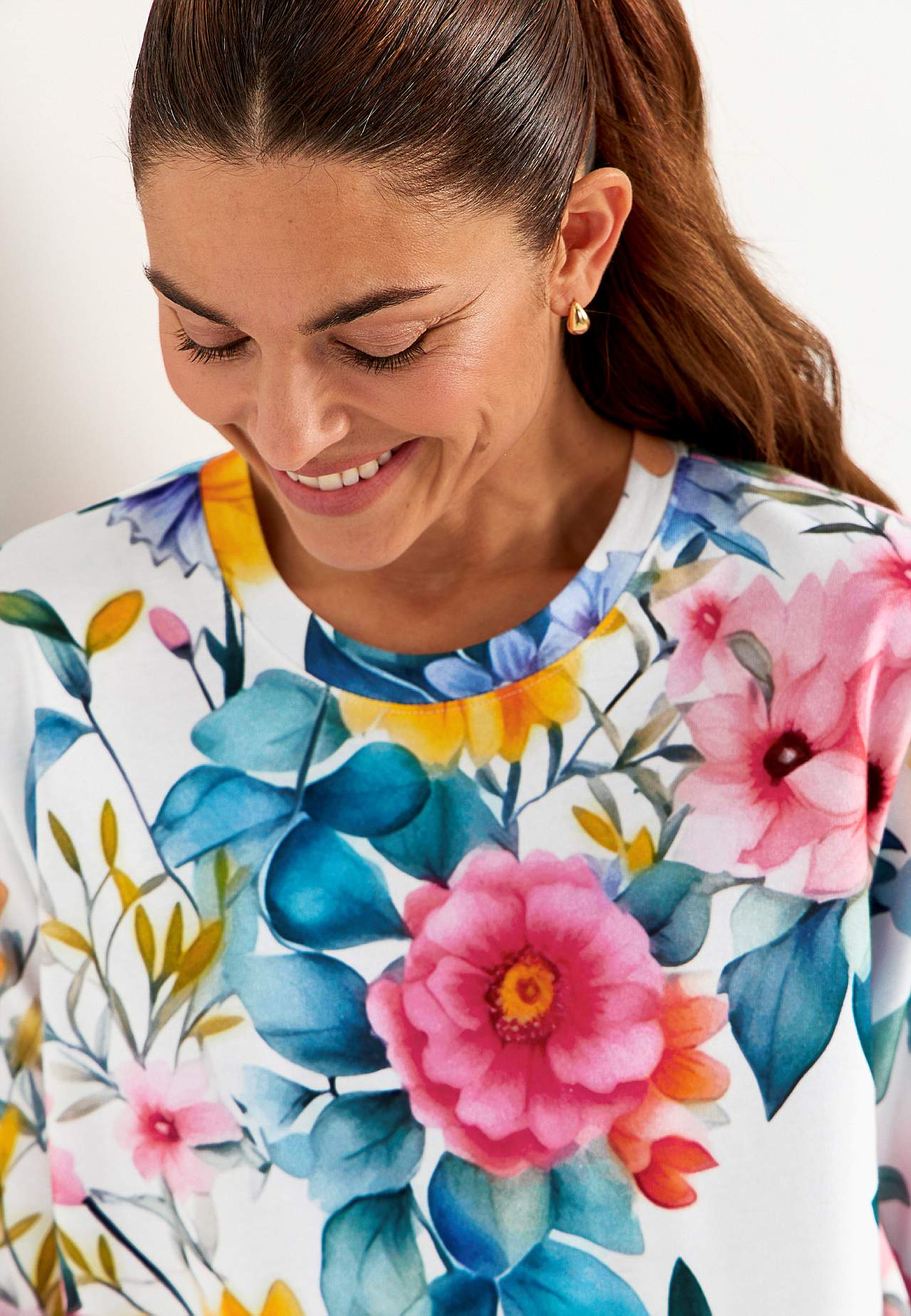 Tunika z dżerseju z trudnego dżerseju bawełnianego