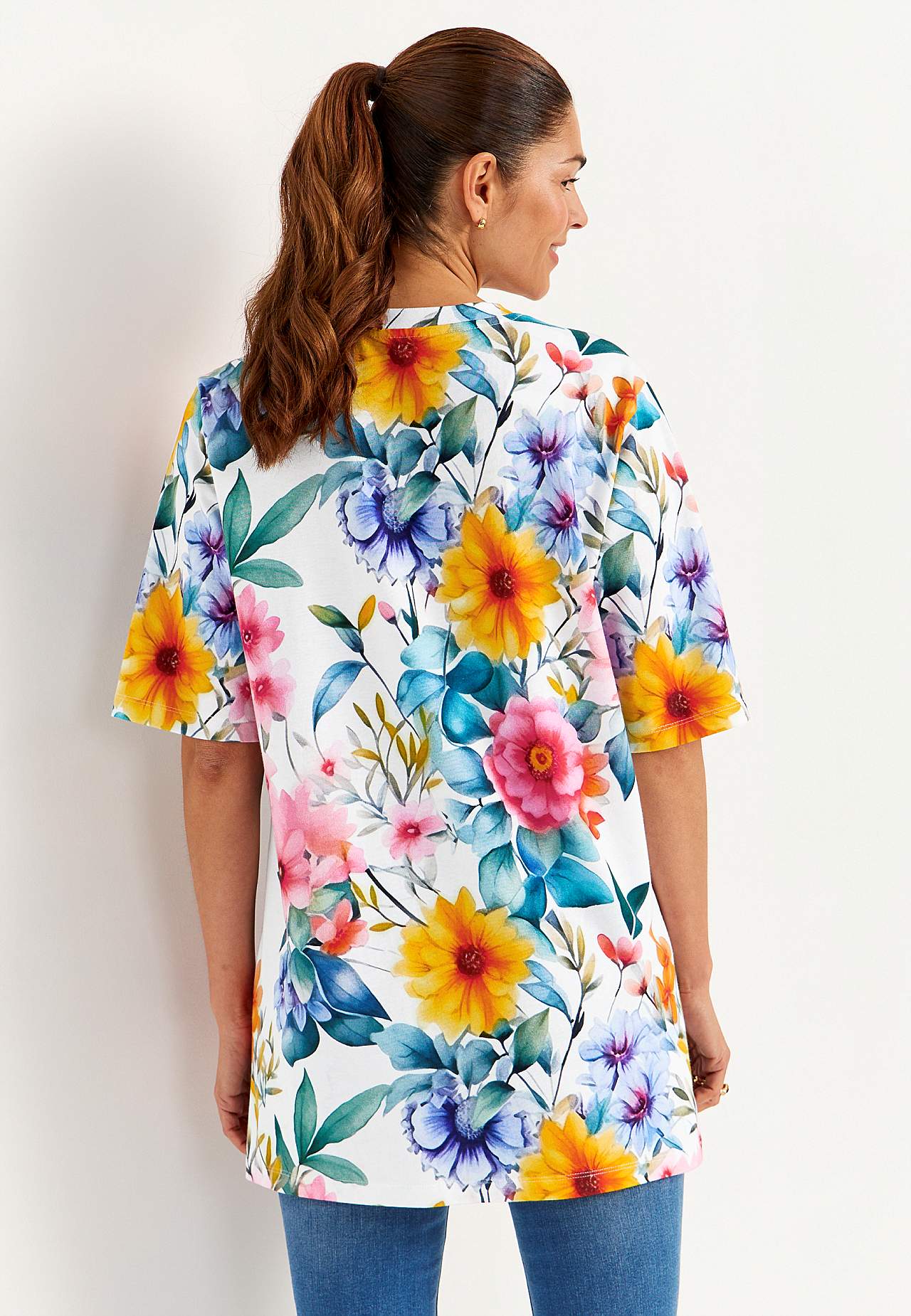 Tunika z dżerseju z trudnego dżerseju bawełnianego