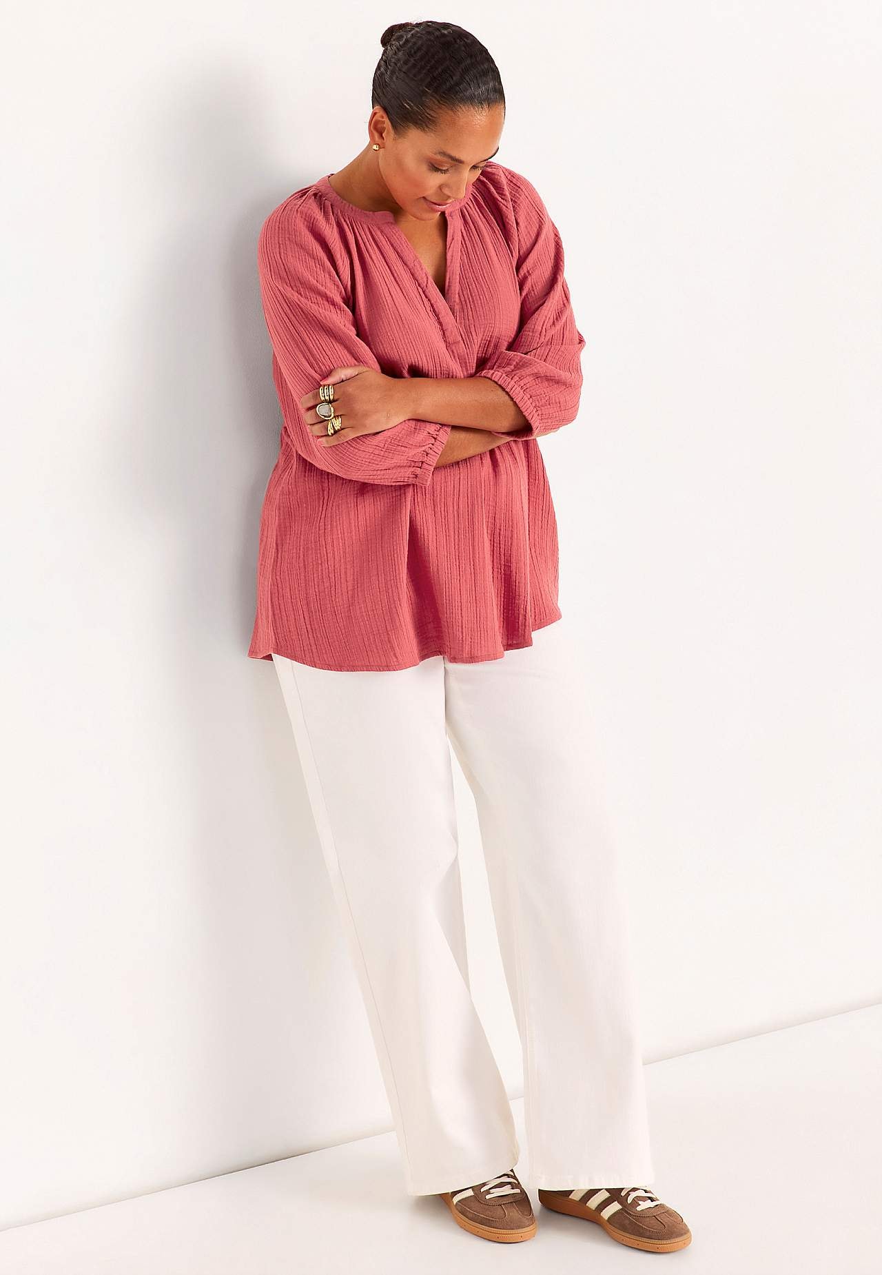 Tunika z pofalowanej bawełny