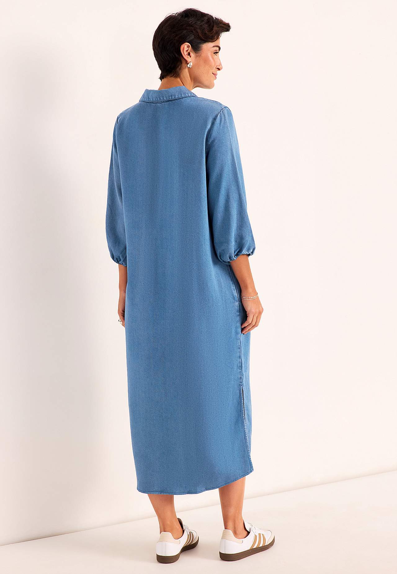 Ultramiękka Premium sukienka jeansowa z kołnierzem