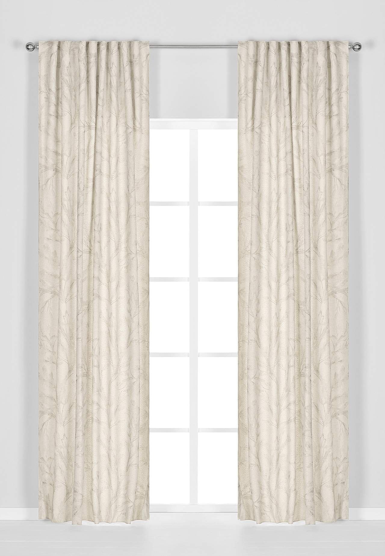 Zasłony regulowane z taśmą z nadrukiem gałęzi 2 sztuki