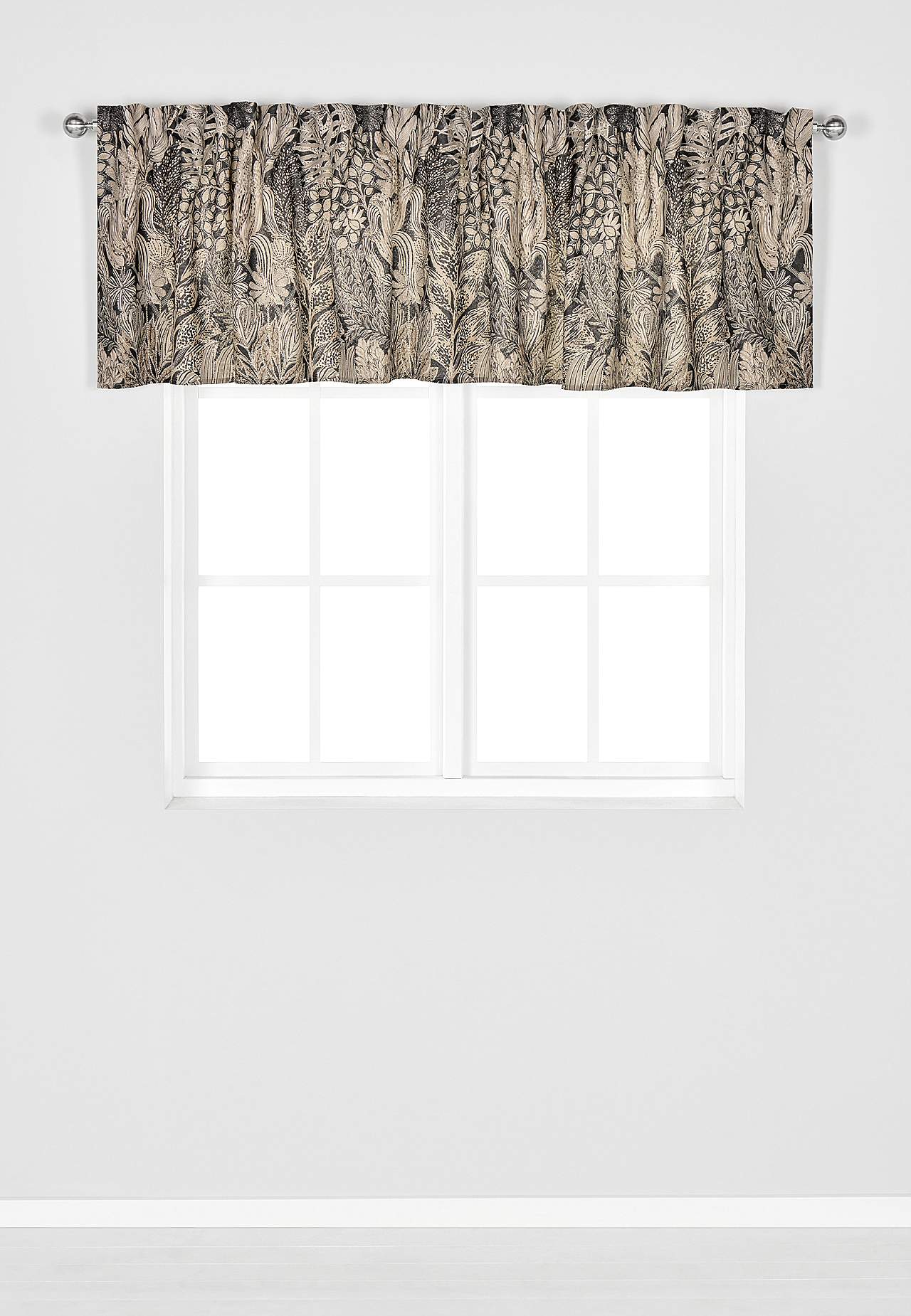 Wzorzysty lambrekin regulowany na taśmie z tunelem