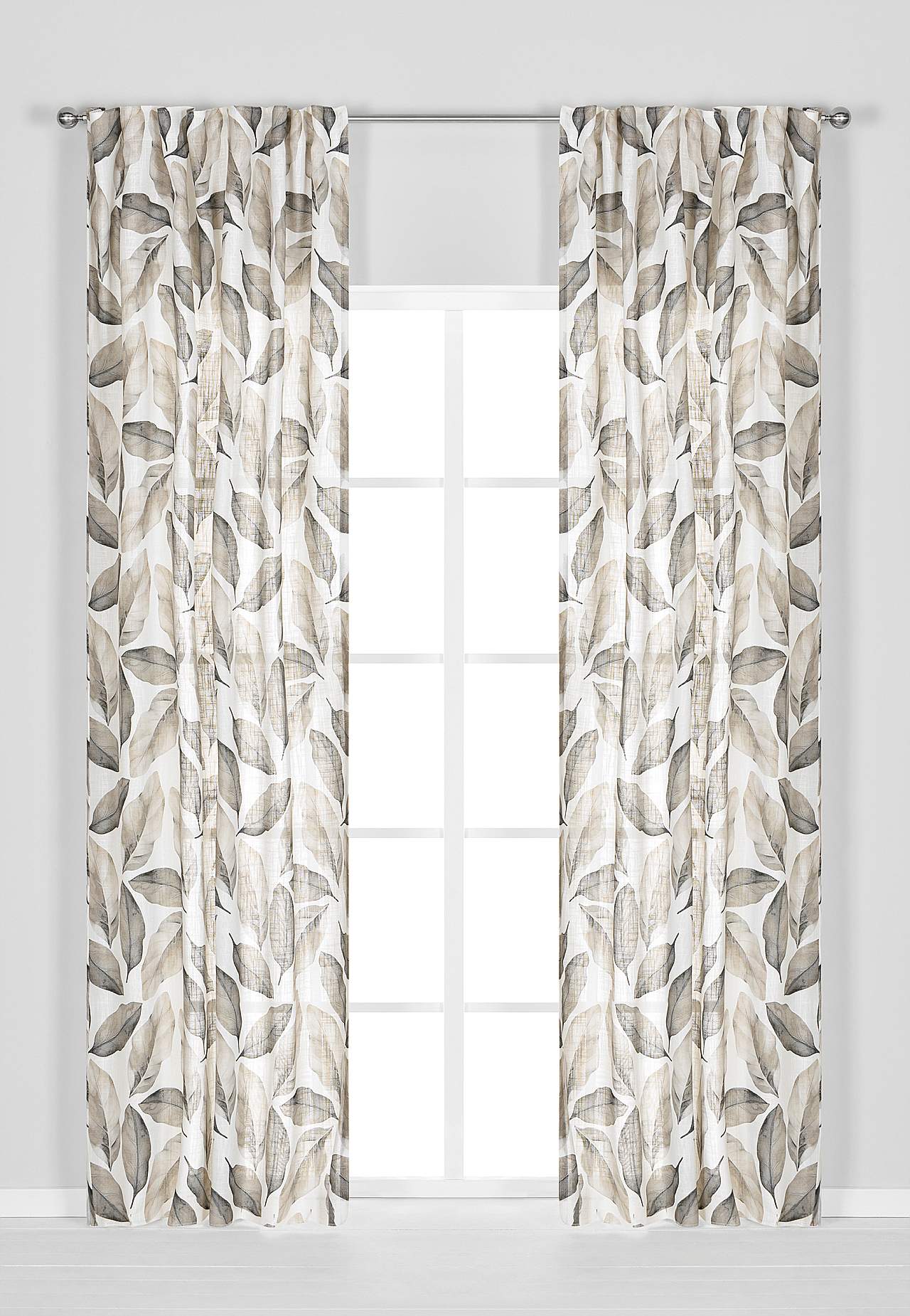 Zasłony regulowane z taśmą z wzorem liścia 2 sztuki