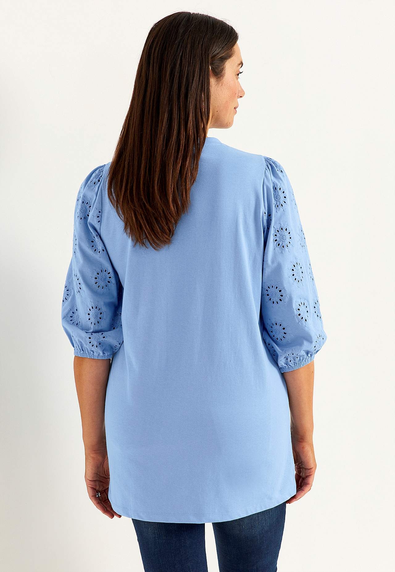 Tunika z dżerseju z haftowanymi rękawami