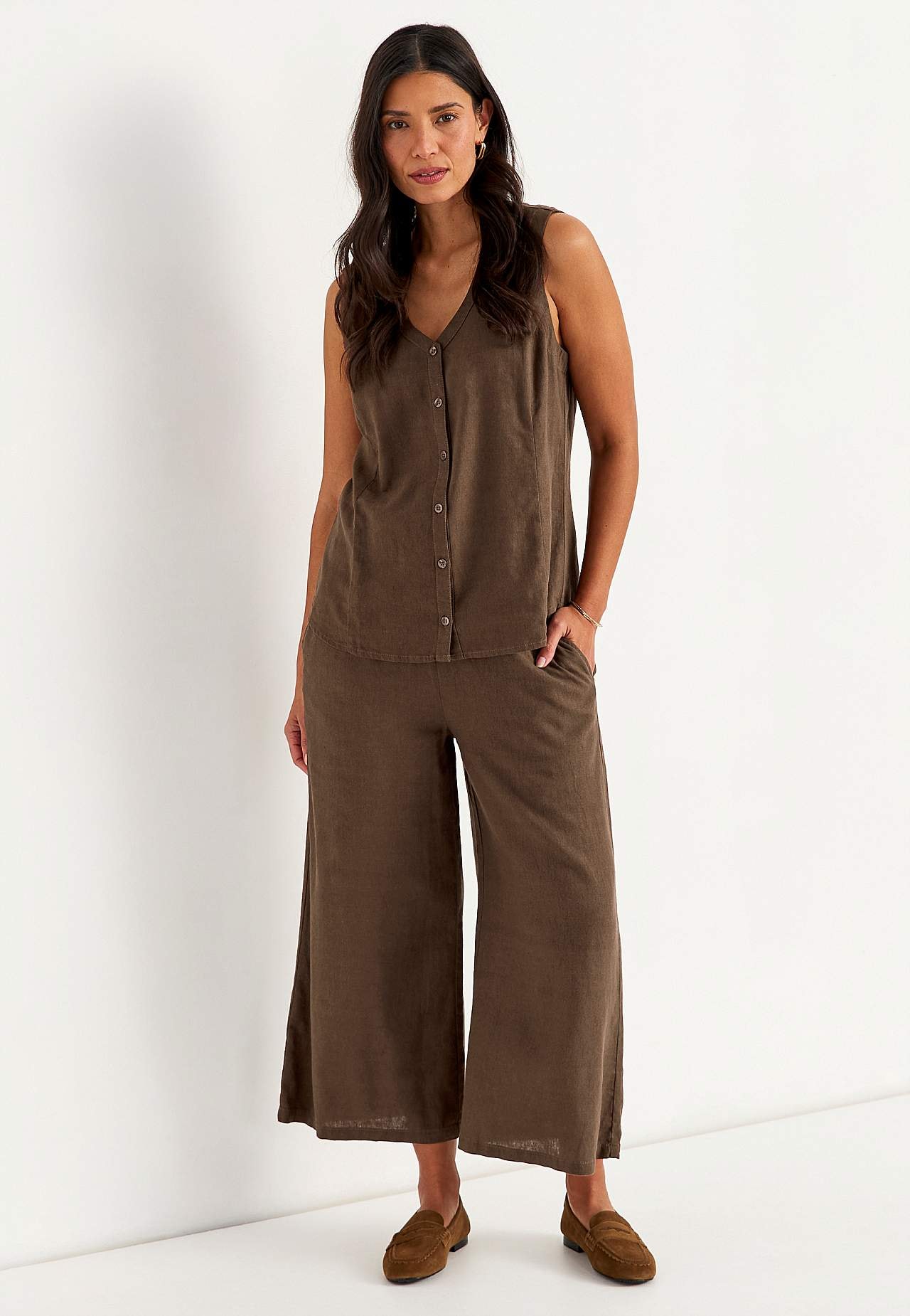 Lniana bluzka bez rękawów