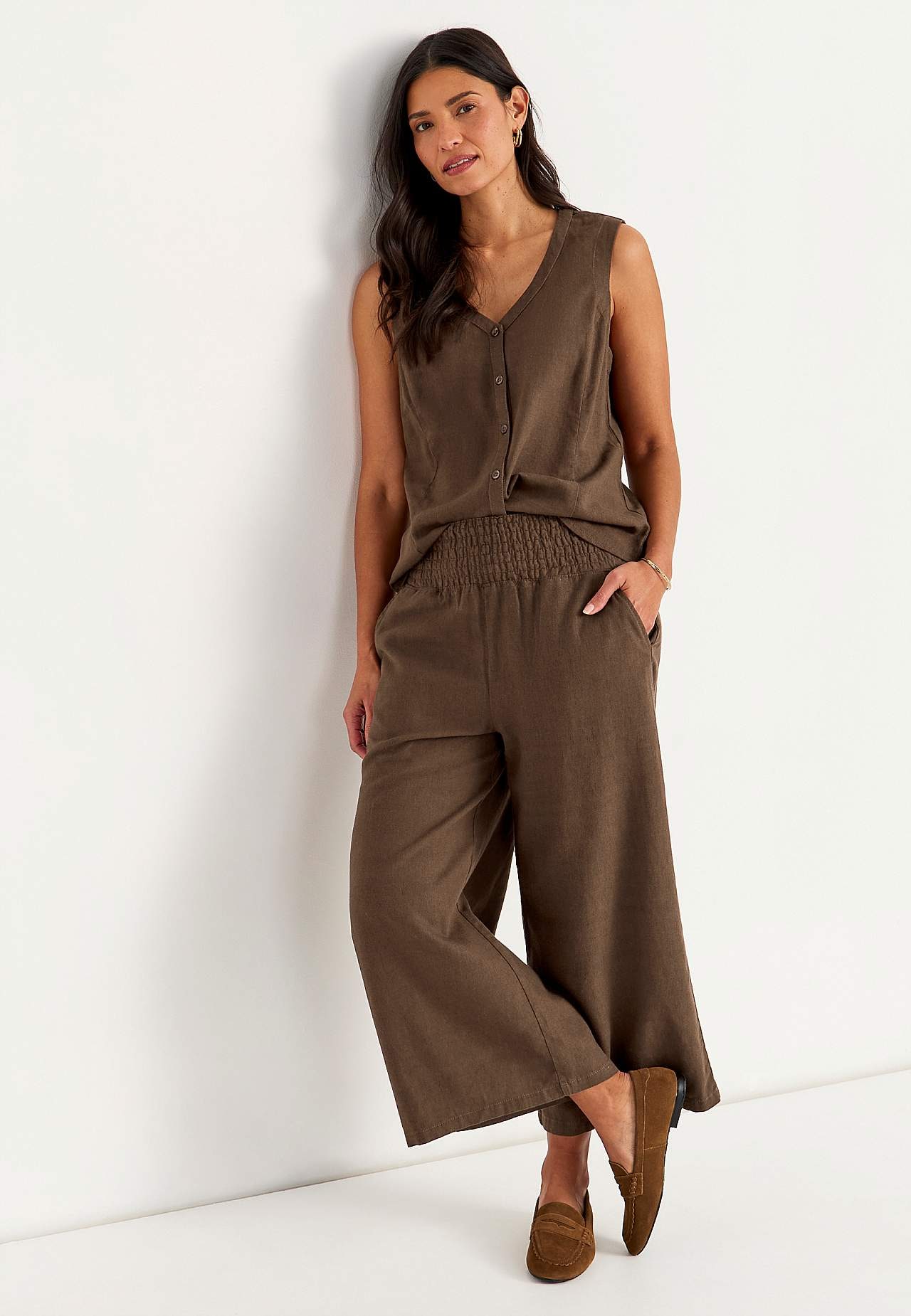 Lniana bluzka bez rękawów