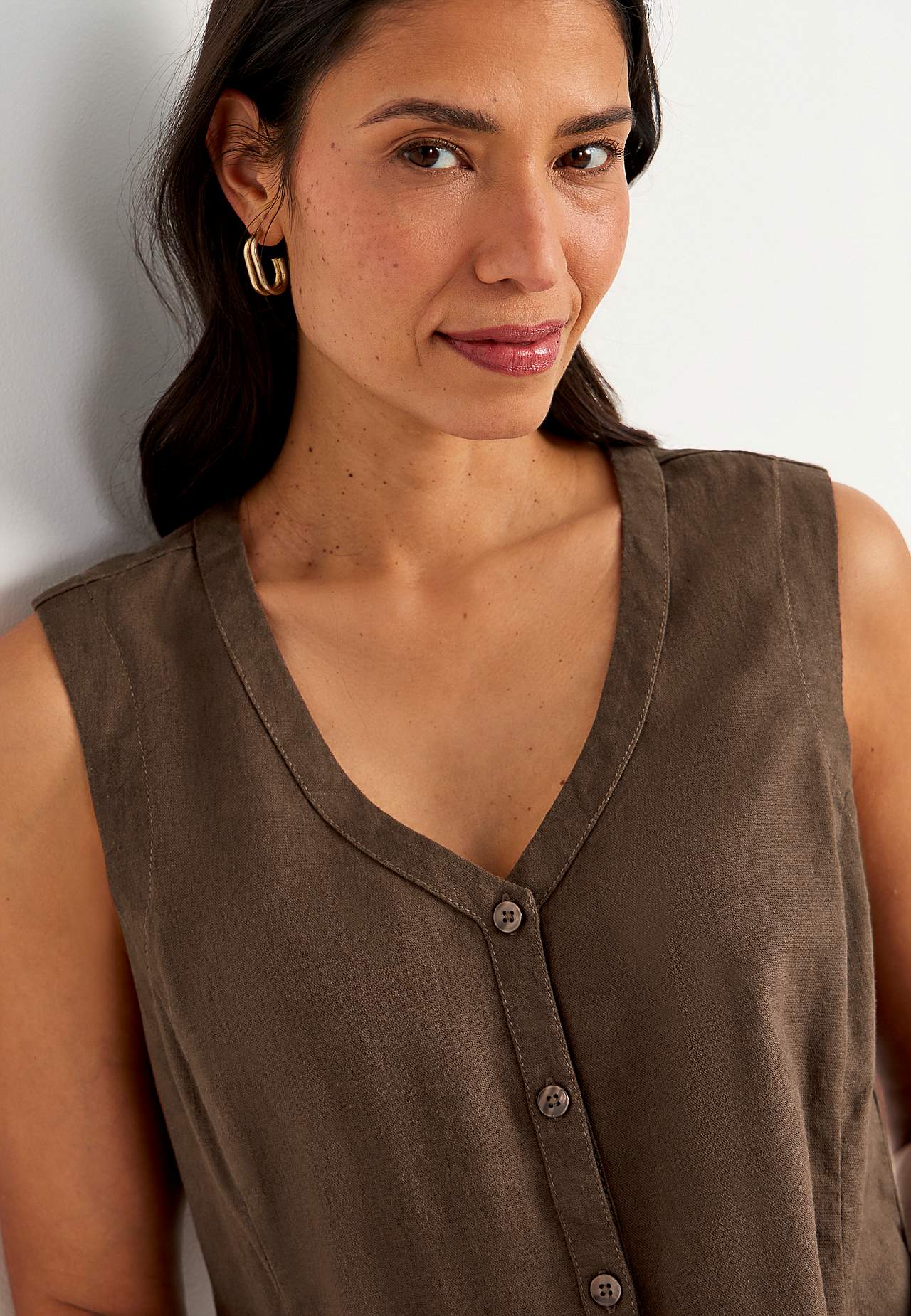 Lniana bluzka bez rękawów