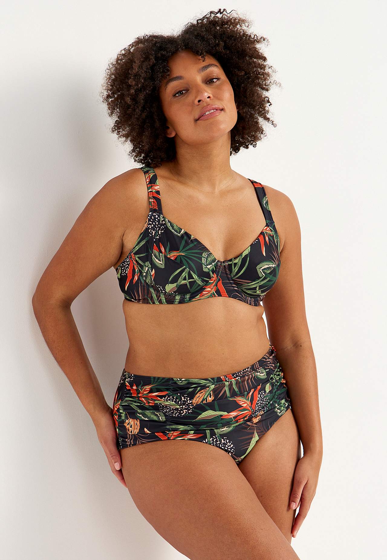 Wzorzysty dół bikini z wysokim stanem