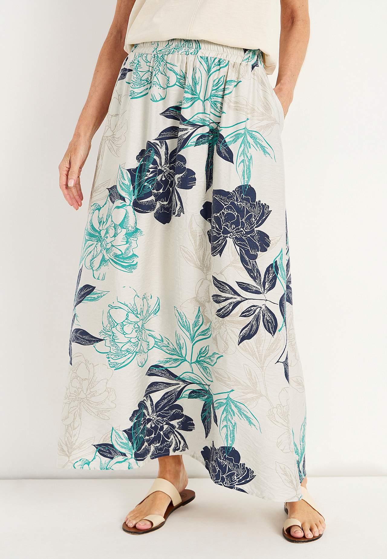 Kwiecista spódnica z kieszeniami