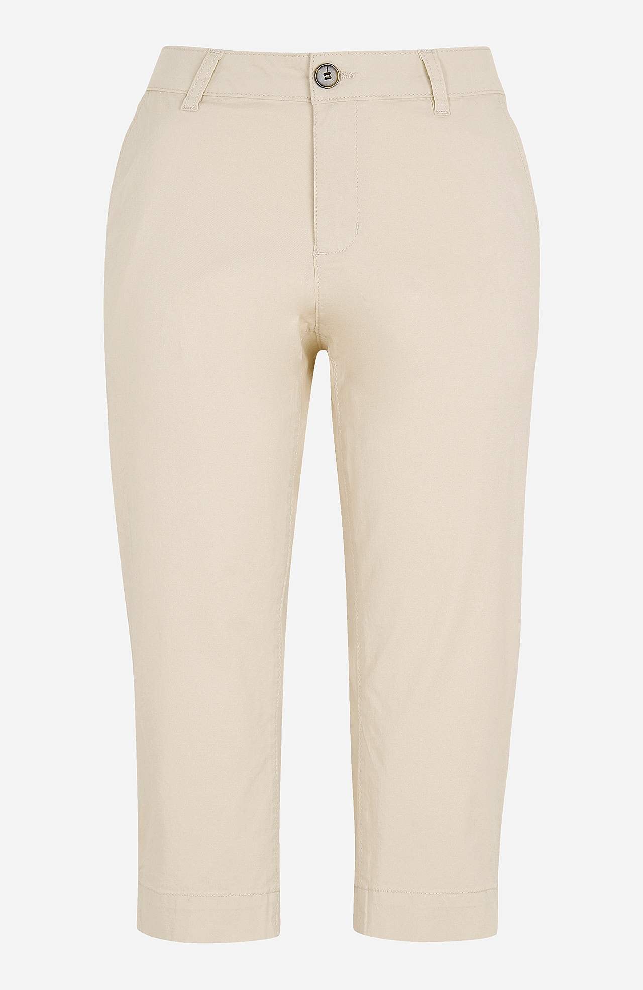 Spodnie capri z rozciągliwej bawełnianej tkaniny diagonalnej