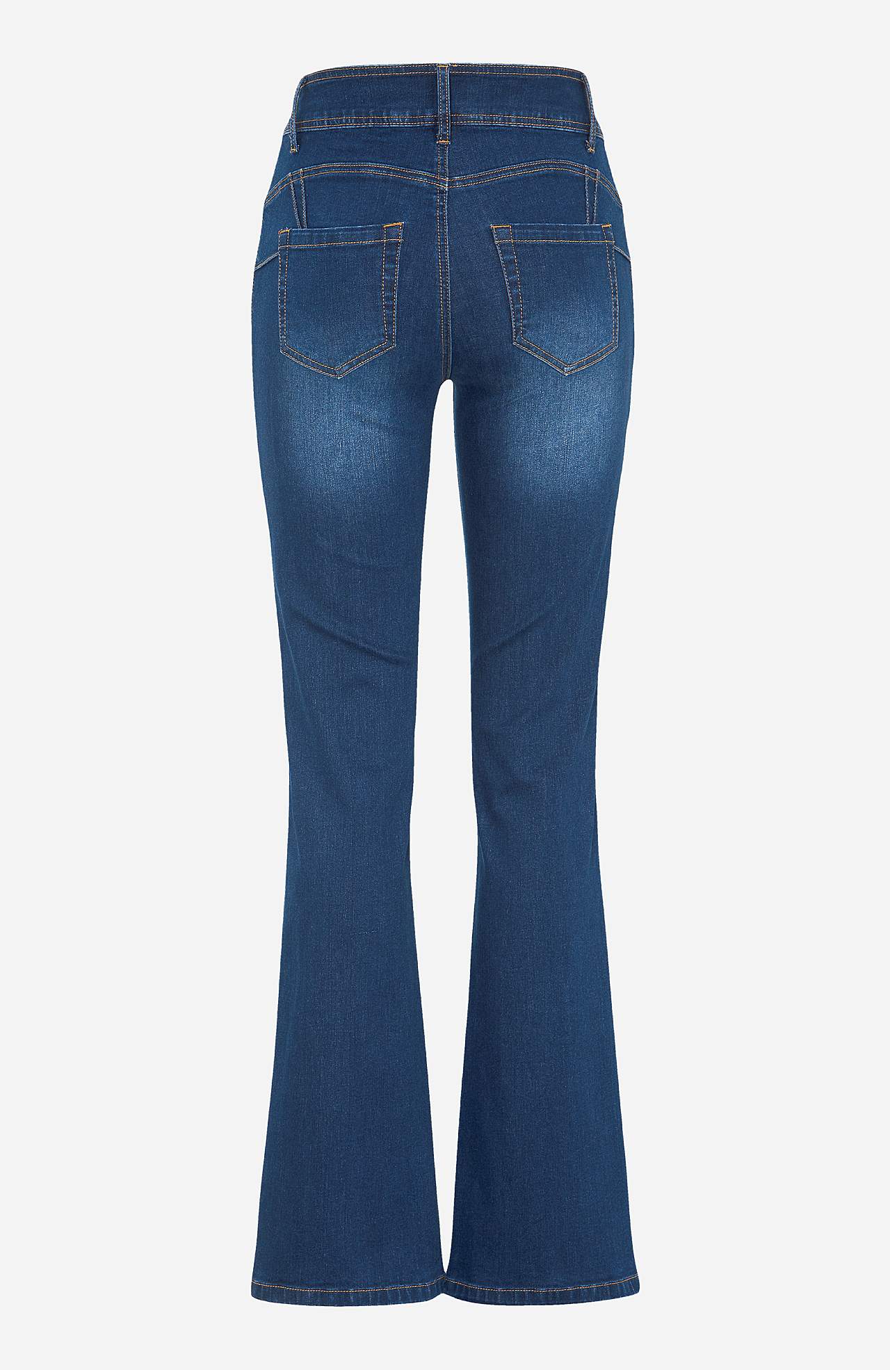 Superelastyczne jeansy modelujące z nogawką szerszą na dole