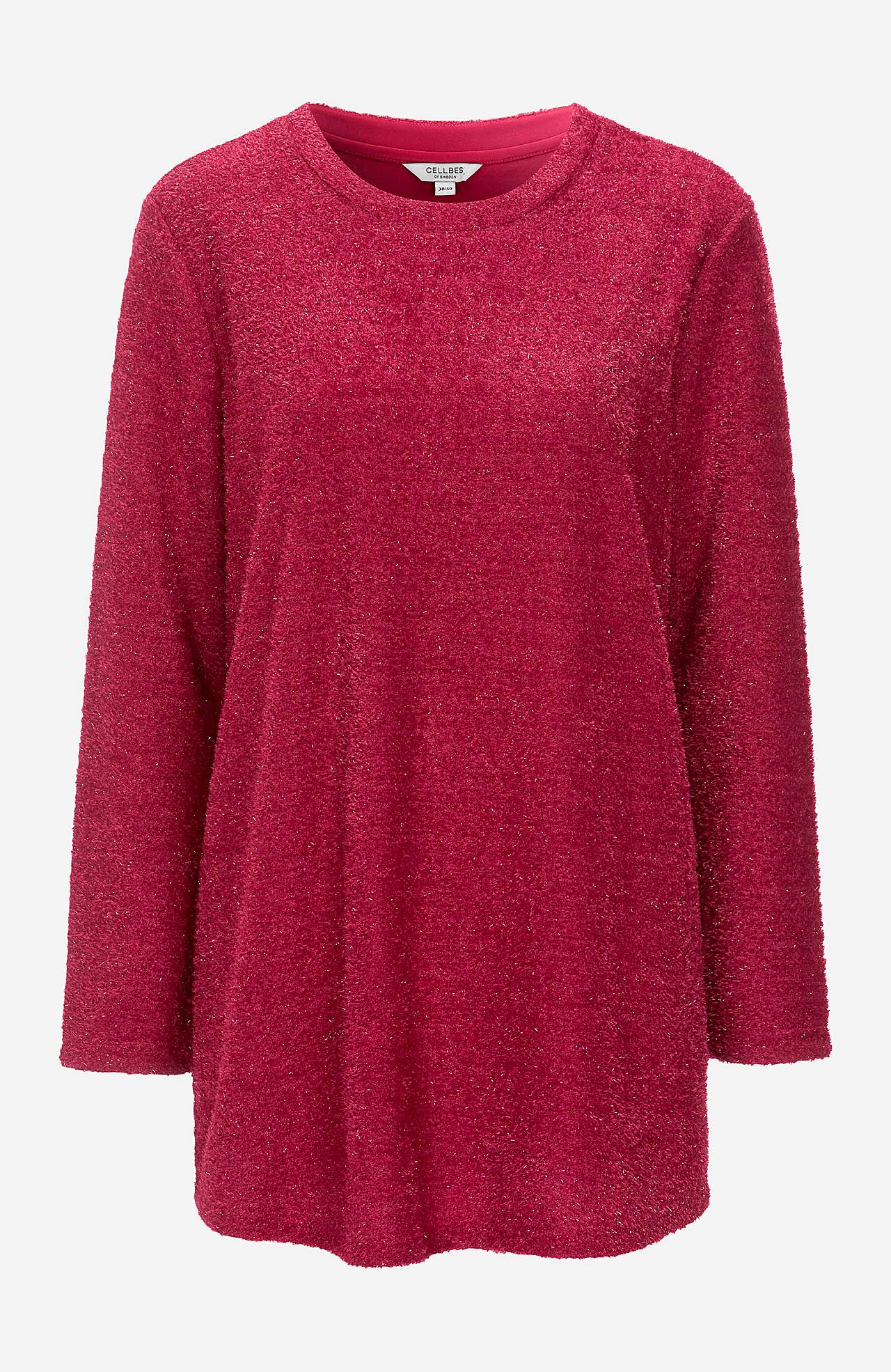 Błyszczący i dzianinowy sweter