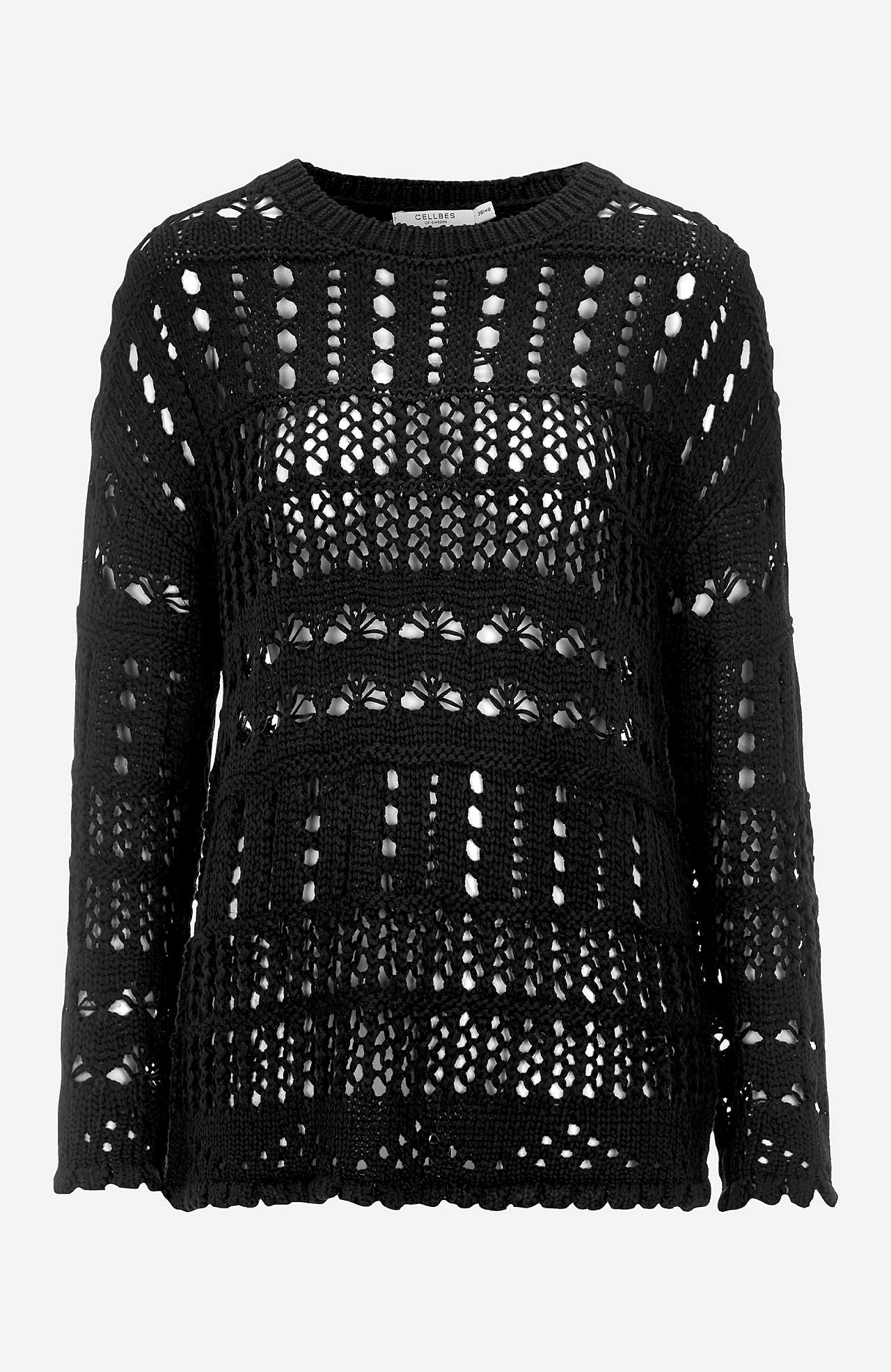 Dzianinowy sweter z ażurowym wzorem