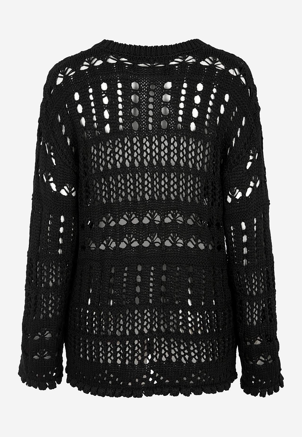 Dzianinowy sweter z ażurowym wzorem