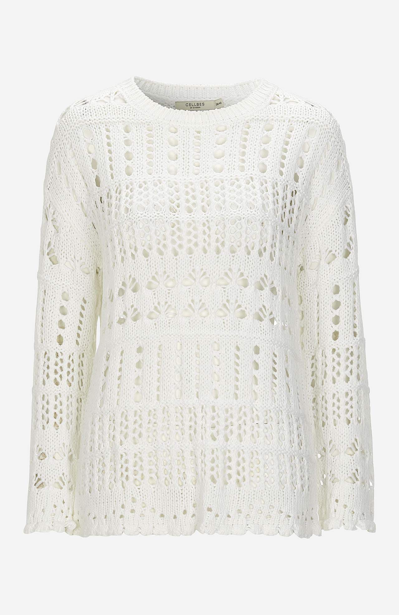 Dzianinowy sweter z ażurowym wzorem