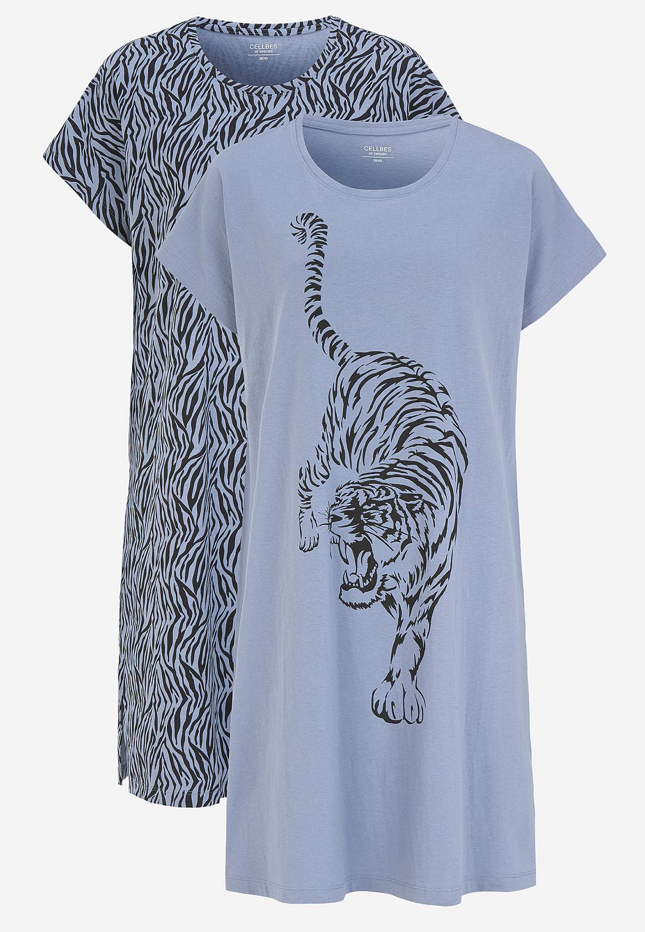 Wzorzysta koszula nocna z bawełny 2 sztuki