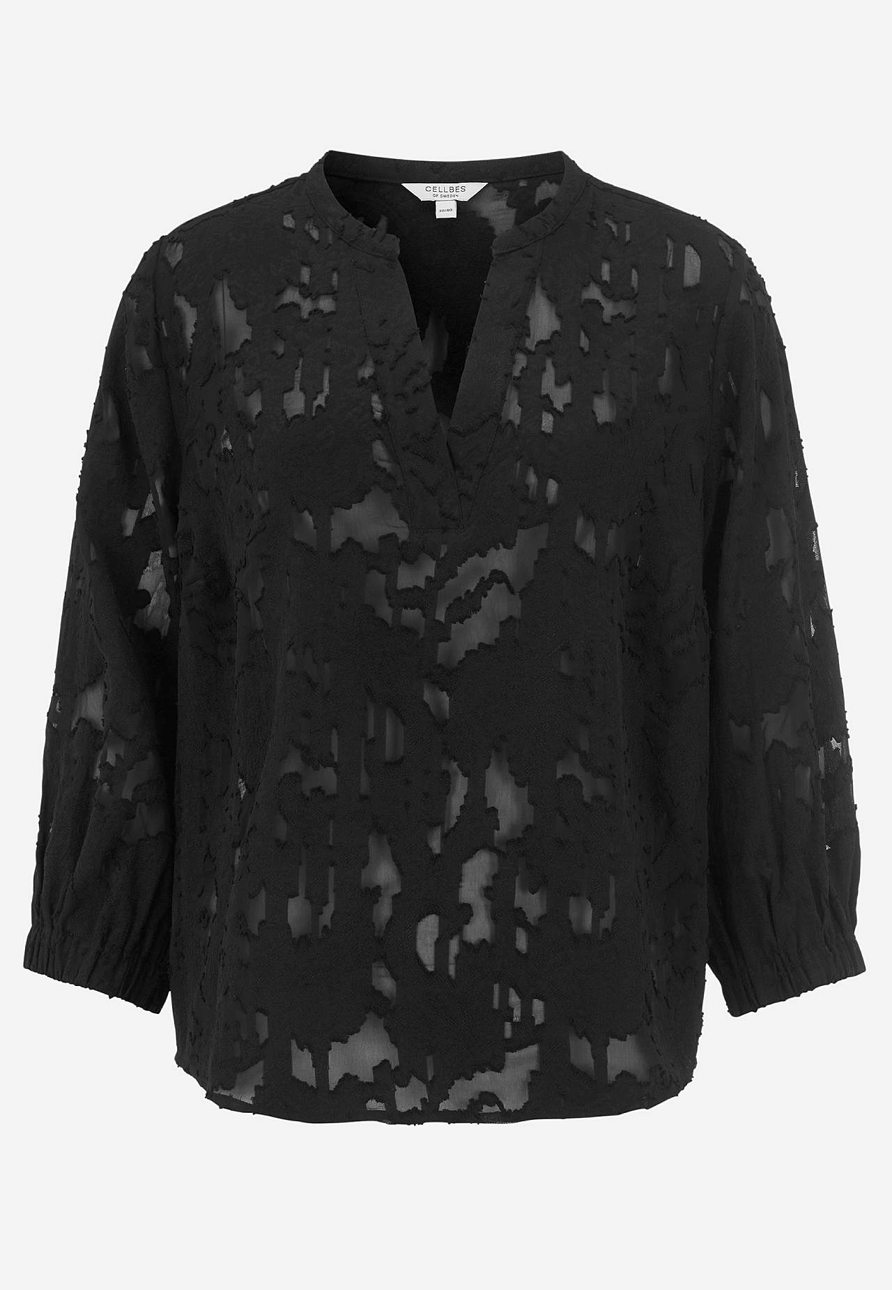 Transparentna bluzka z tkaniny żakardowej