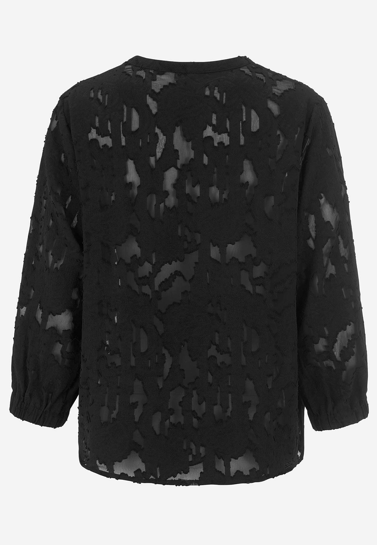 Transparentna bluzka z tkaniny żakardowej