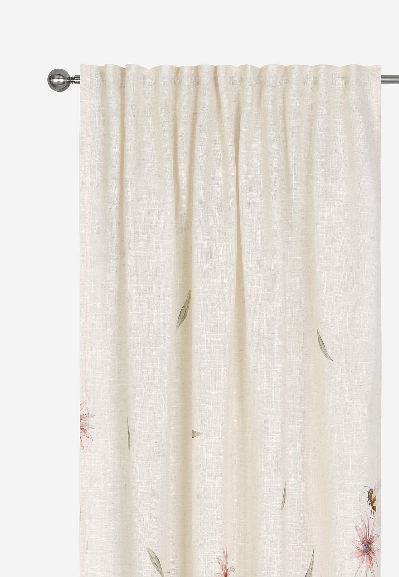 Zasłony regulowane z taśmą w kwiaty 2 sztuki