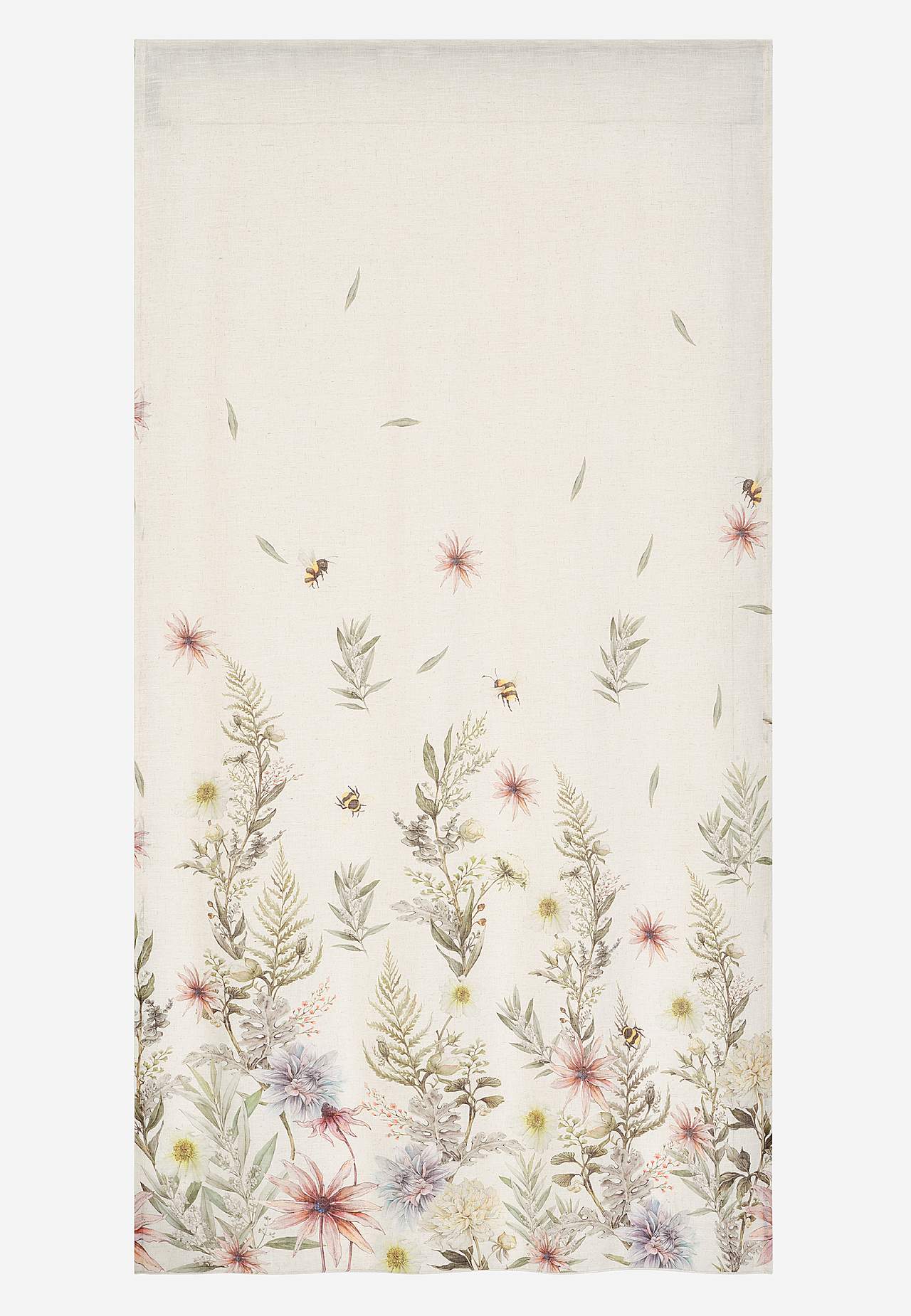 Zasłony regulowane z taśmą w kwiaty 2 sztuki