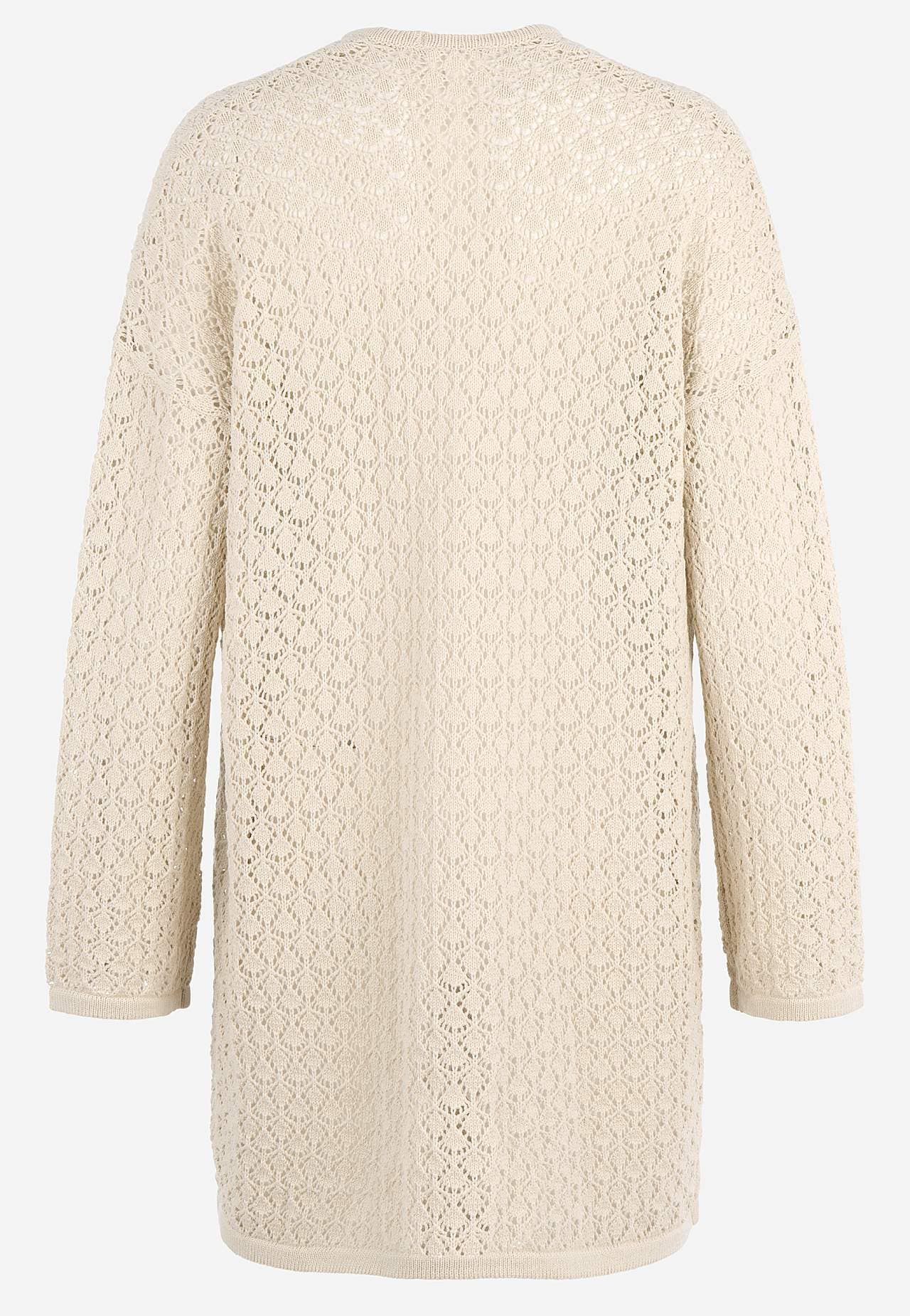 Dzianinowy rozpinany sweter z ażurowym wzorem