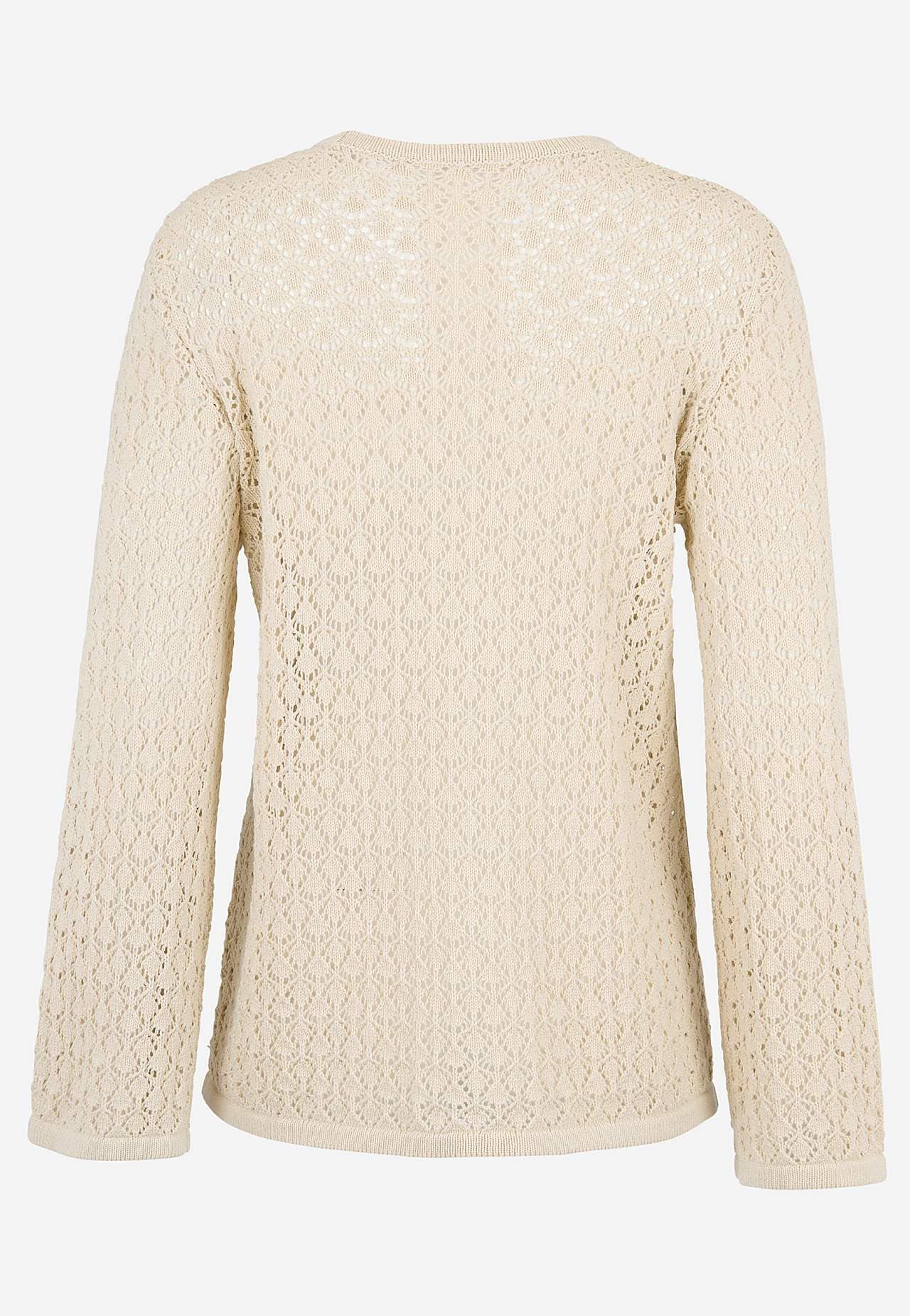 Dzianinowy sweter z ażurowym wzorem