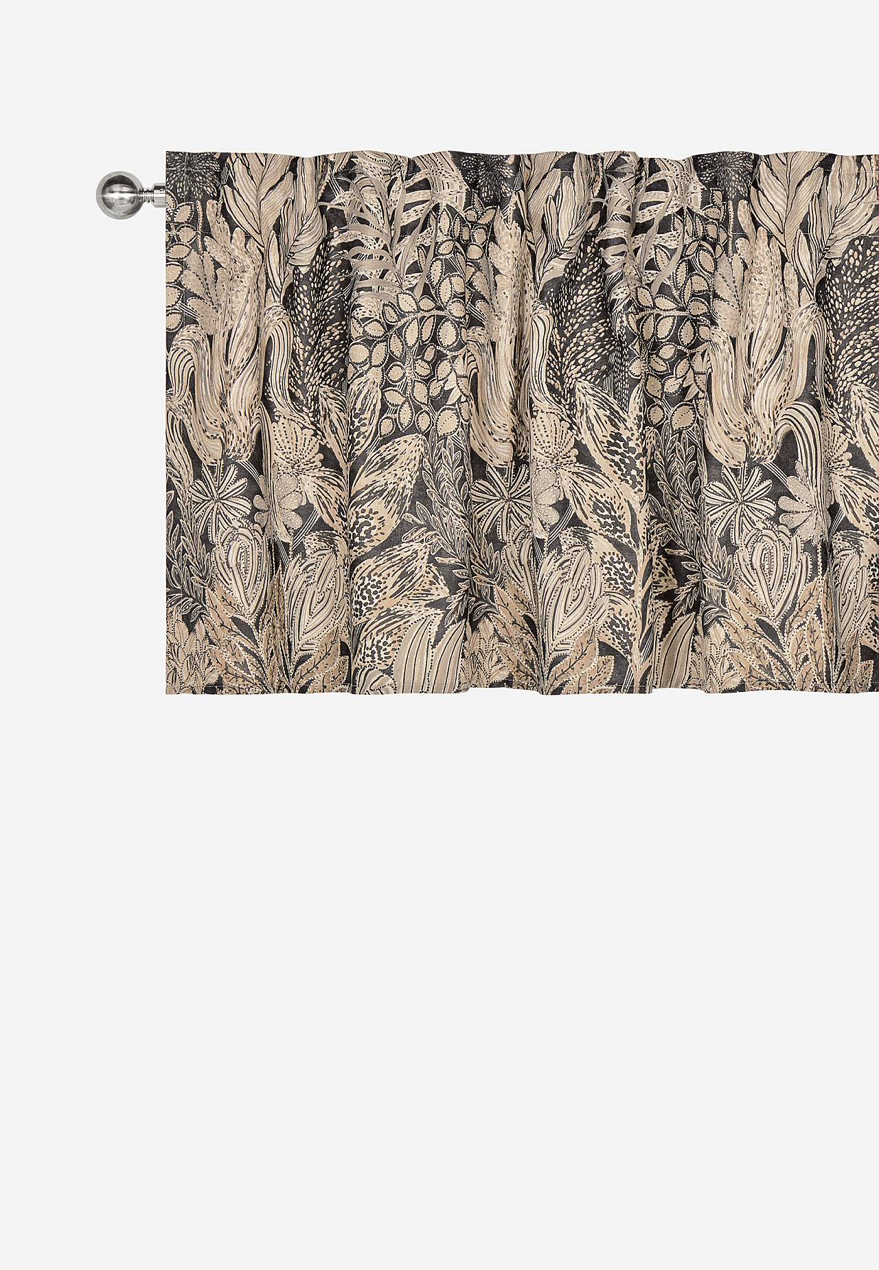 Wzorzysty lambrekin regulowany na taśmie z tunelem