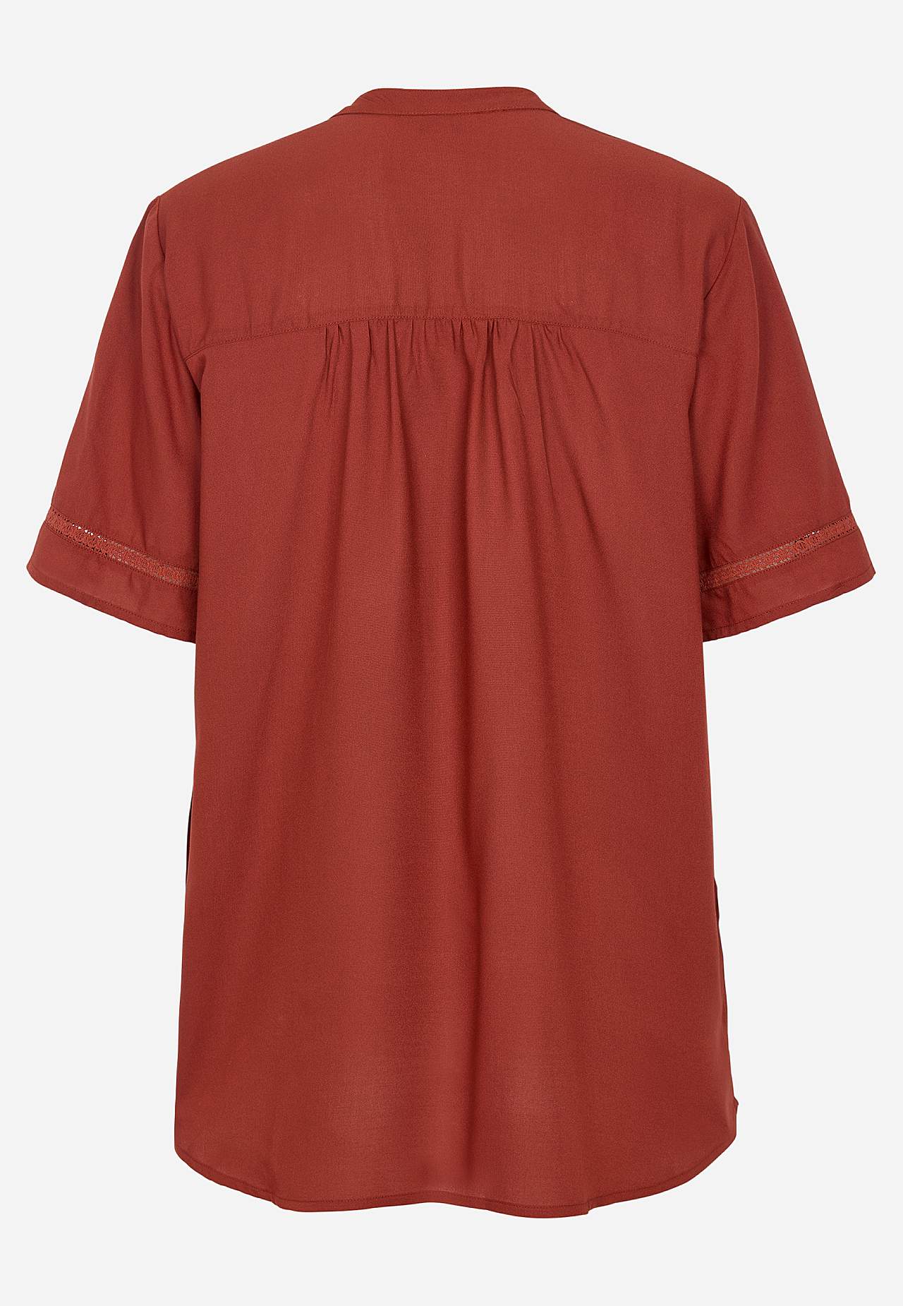 Tkana tunika z koronkowymi lamówkami