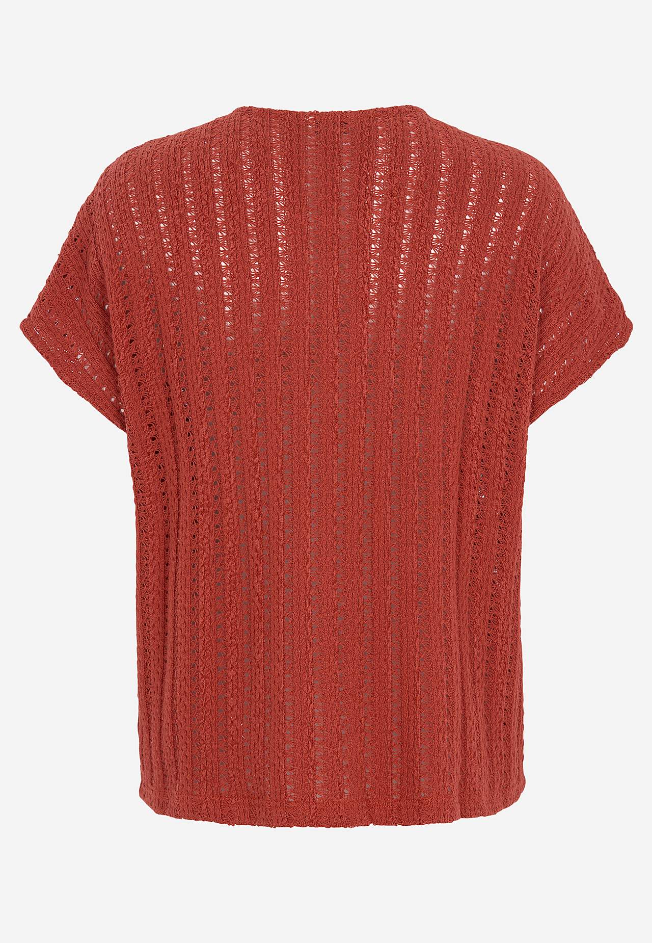 Top z dżerseju z ażurowym wzorem