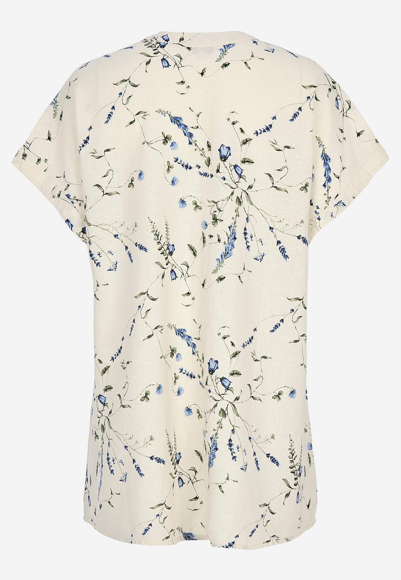 Kwiecista lniana tunika z guzikami