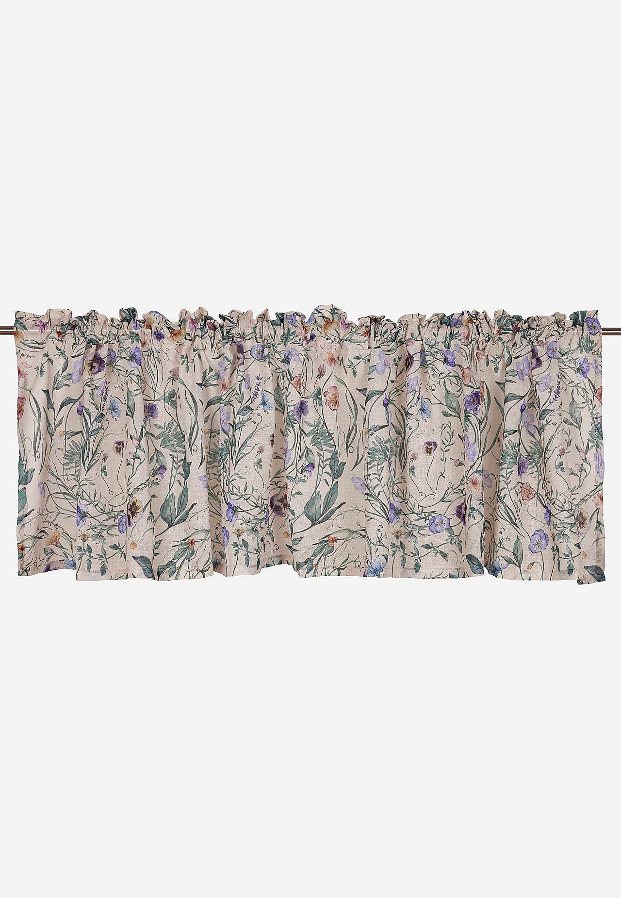 Lambrekin regulowany na taśmie z tunelem w kwiaty