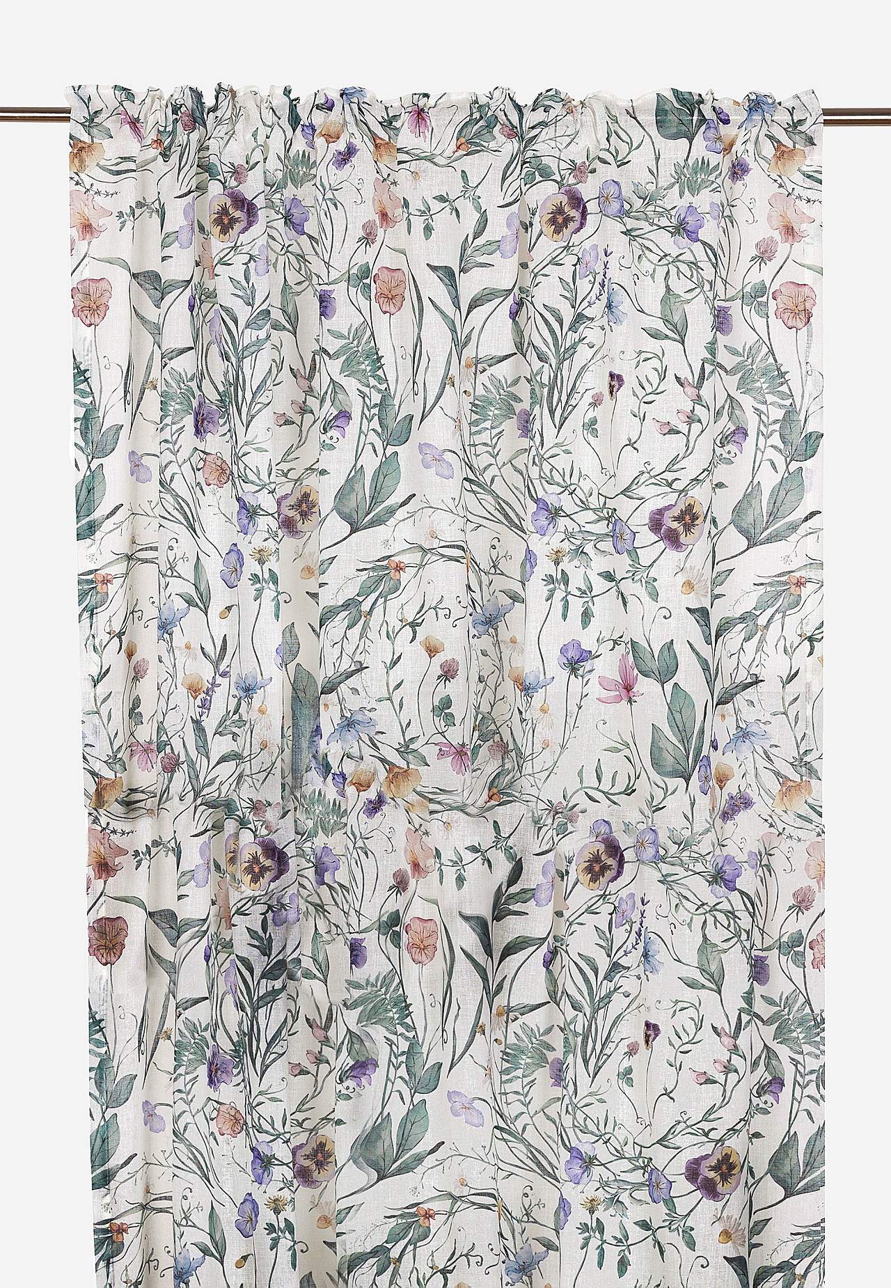 Zasłony regulowane z taśmą w kwiaty 2 sztuki