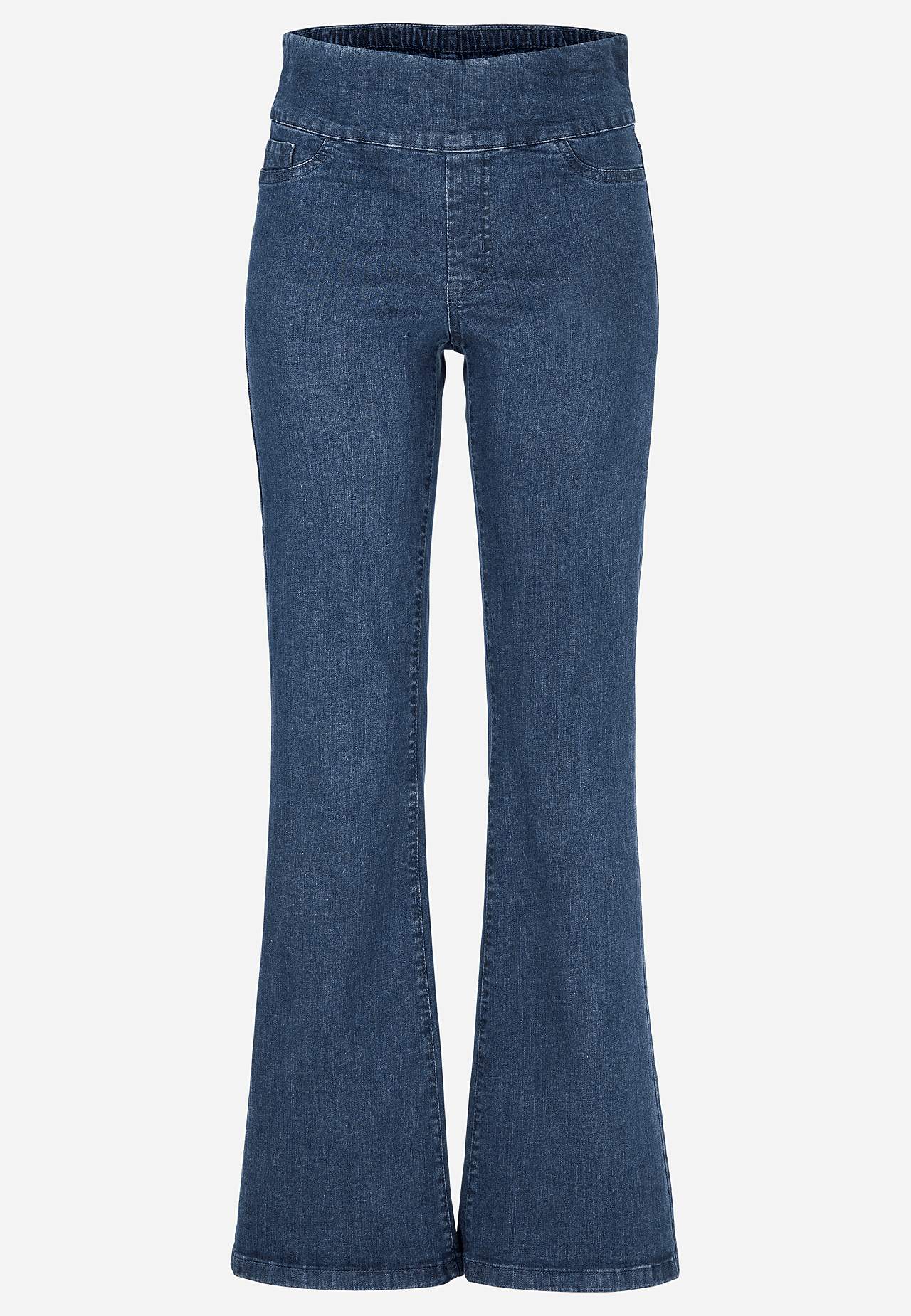 Elastyczne jegginsy bootcut - dwie długości